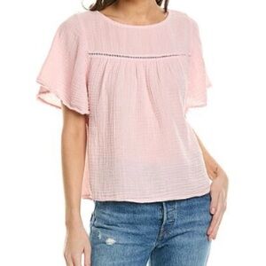 Michael Stars Leonora Pink Short Sleeve Textured Blouse. Small